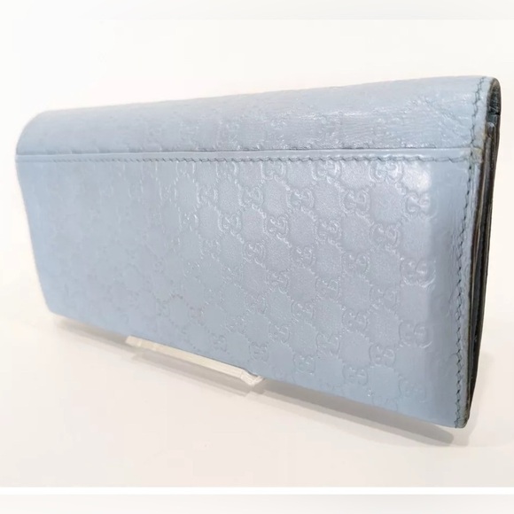 Authentic Gucci micro sima wallet purse blue leather GG monogram - Picture 6 of 16